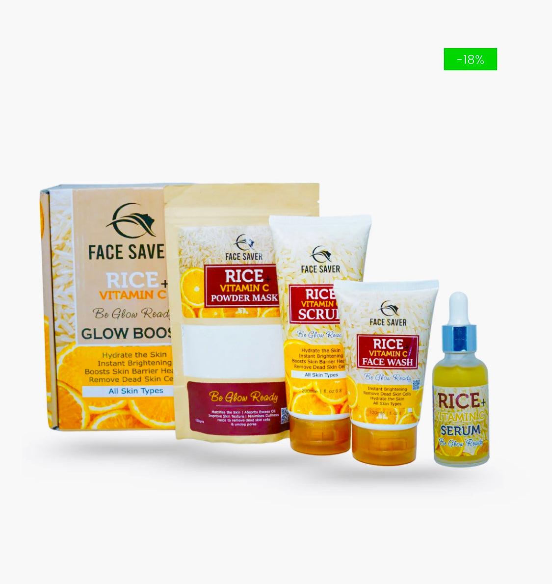 RICE SPECIAL KIT ❤️‍🔥 4 in 1 pack (rice polish+scrub+facewash+vitamin C)